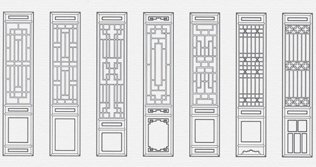 祁阳常用中式仿古花窗图案隔断设计图